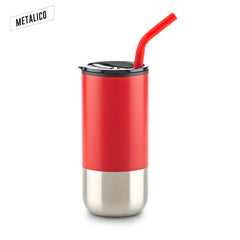 Mug Metálico con Pitillo 600ml
