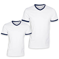 T-Shirt Dama Cuello V Manga Contraste Talla S