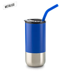 Mug Metálico con Pitillo 600ml