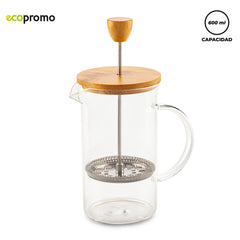 Cafetera en Vidrio y Bambú 600ml NUEVO