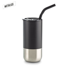 Mug Metálico con Pitillo 600ml