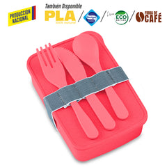 Portacomidas con Cubiertos Eco Square II -Produccion Nacional