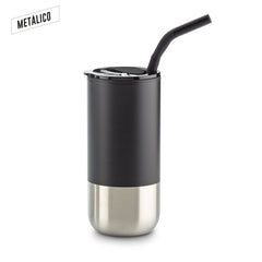 Mug Metalico con Pitillo 600ml